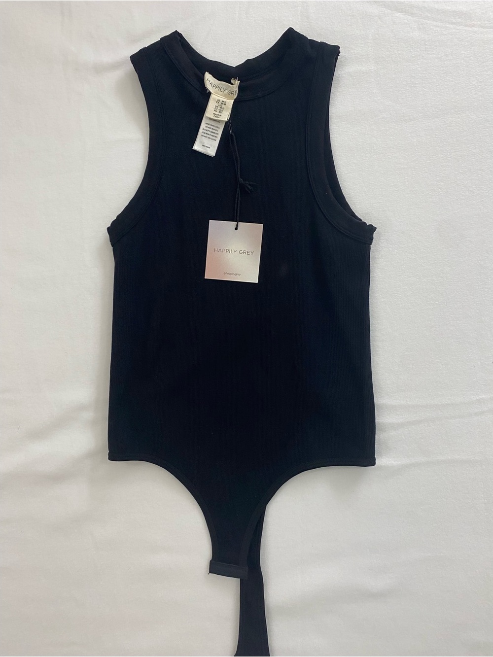 Happily Grey Women's Black Ribbed Sleeveless Bodysuit M